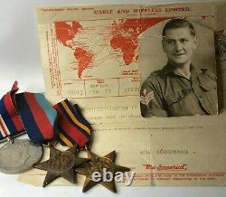 WW2 Medal Group J Woodward Royal engineers with Post war Telegram Japan service