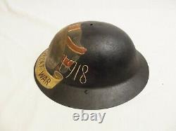 WWI British Raw Edge Brodie Helmet With Post War Commemorative Painting
