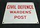 WW-II Hampshire ARP/Civil Defence Warden's Post Enamel Door Sign 1940-1944