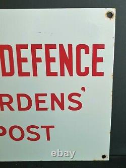 WW-II Hampshire ARP/Civil Defence Warden's Post Enamel Door Sign 1940-1944