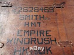 Windrush Ship Wreck Survivor Suitcase Army Post War Hong Kong Leather Amazing