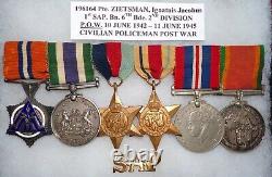 Ww 2 & Post War South African P. O. W 6 Medal Grouping To A Military Policeman