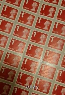 X1000 Royal Mail 1st First Class Large Letter security Unfranked STAMPS on Sheet