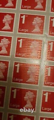 X1000 Royal Mail 1st First Class Large Letter security Unfranked STAMPS on Sheet