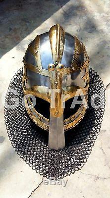 X-Mas Medieval Armor Viking Mask Armor Helmet With Chain-mail Reenactment Rep