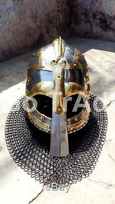 X-Mas Medieval Armor Viking Mask Armor Helmet With Chain-mail Reenactment Rep